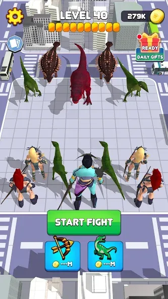 Скачать взломанную Dinosaur Monster Fight Battle (Бамбам Монстр Против 100 Дверей)  [МОД Меню] — полная версия apk на Андроид screen 3