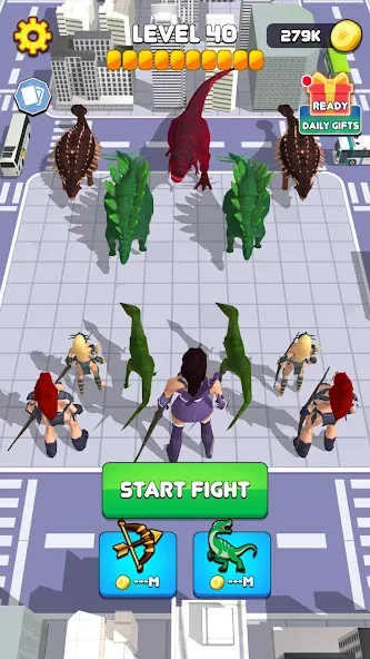 Скачать взломанную Dinosaur Monster Fight Battle (Бамбам Монстр Против 100 Дверей)  [МОД Меню] — полная версия apk на Андроид screen 4