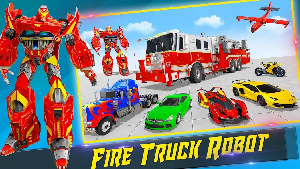 Скачать взломанную Fire Truck Robot Car Game  [МОД Unlimited Money] — последняя версия apk на Андроид screen 4