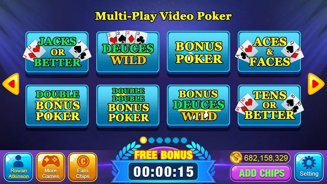 Скачать взломанную Video Poker Games — Multi Hand (Видео покер игры)  [МОД Все открыто] — стабильная версия apk на Андроид screen 1