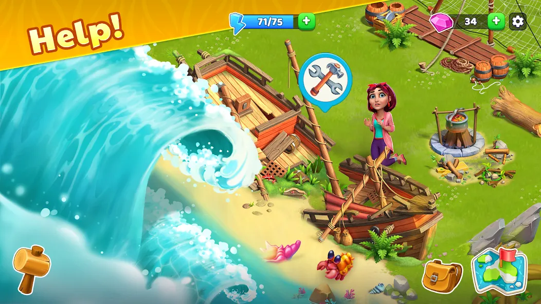 Скачать взлом Bermuda Adventures Farm Island (Бермудские приключения)  [МОД Unlocked] — полная версия apk на Андроид screen 2