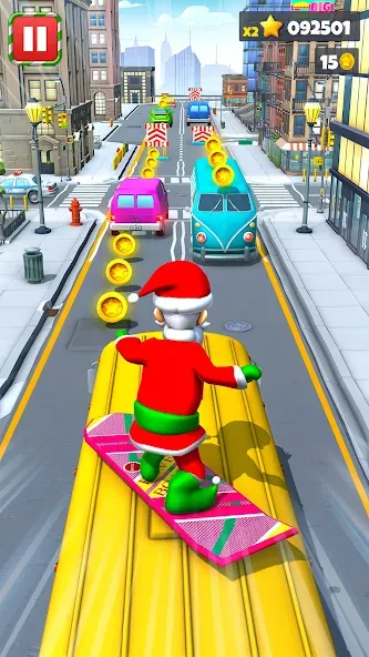 Скачать взломанную Xmas Santa Surfer Running Game (Ксмас Санта Серфер Раннинг Гейм)  [МОД Unlocked] — стабильная версия apk на Андроид screen 1