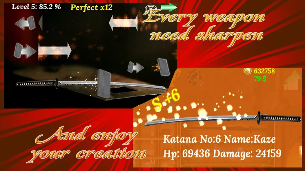 Скачать взлом Katana Collection : blacksmith  [МОД Mega Pack] — полная версия apk на Андроид screen 4