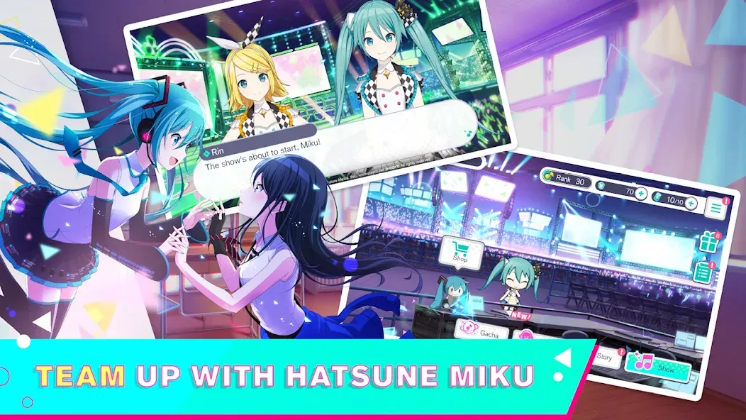 Скачать взломанную HATSUNE MIKU: COLORFUL STAGE! (Хацуне Мику)  [МОД Много монет] — последняя версия apk на Андроид screen 1