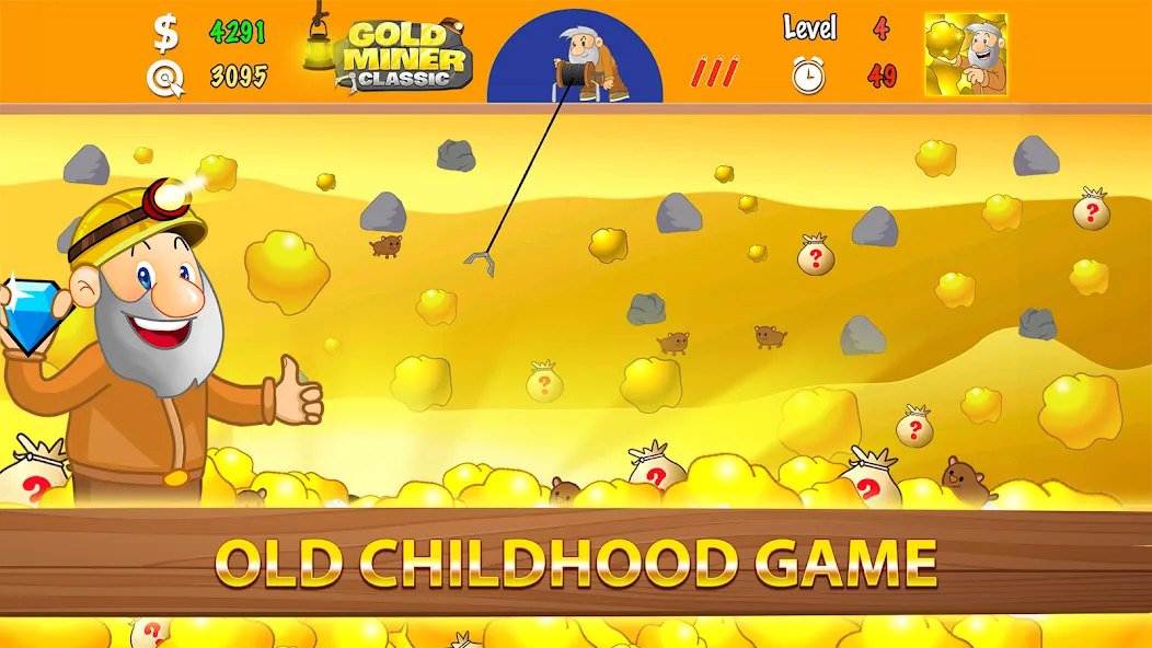 Взлом Gold Miner Classic: Gold Rush (Голд Майнер Классик)  [МОД Unlimited Money] — полная версия apk на Андроид screen 1