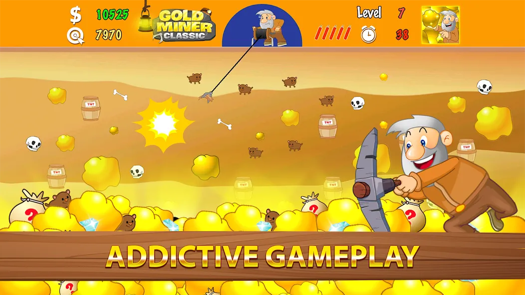 Взлом Gold Miner Classic: Gold Rush (Голд Майнер Классик)  [МОД Unlimited Money] — полная версия apk на Андроид screen 2