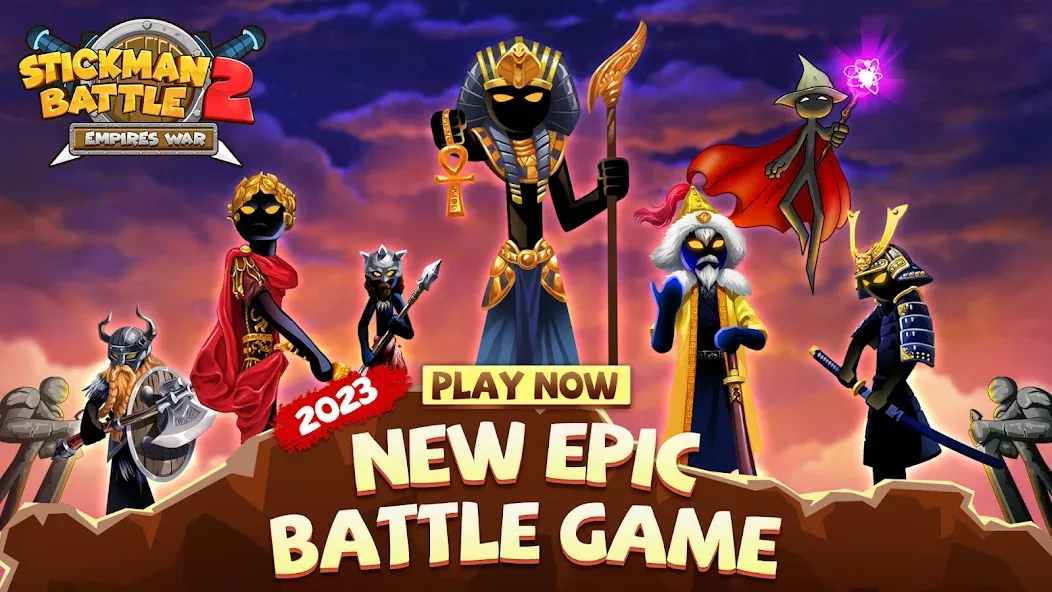 Взломанная Stickman Battle 2: Empires War (Стикмен Битва 2)  [МОД Mega Pack] — полная версия apk на Андроид screen 1