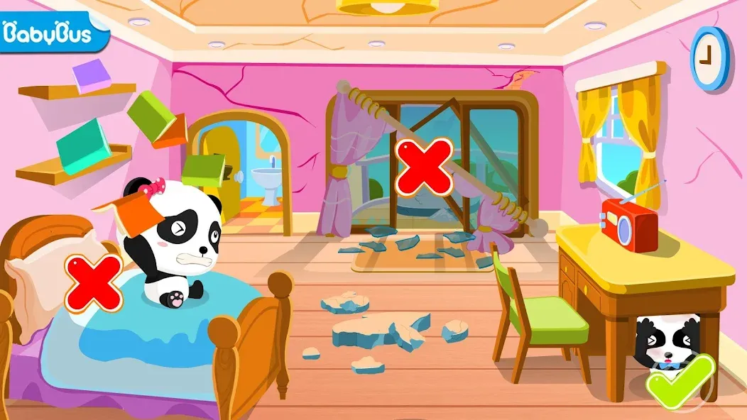 Взломанная Baby Panda Earthquake Safety 1  [МОД Все открыто] — последняя версия apk на Андроид screen 1