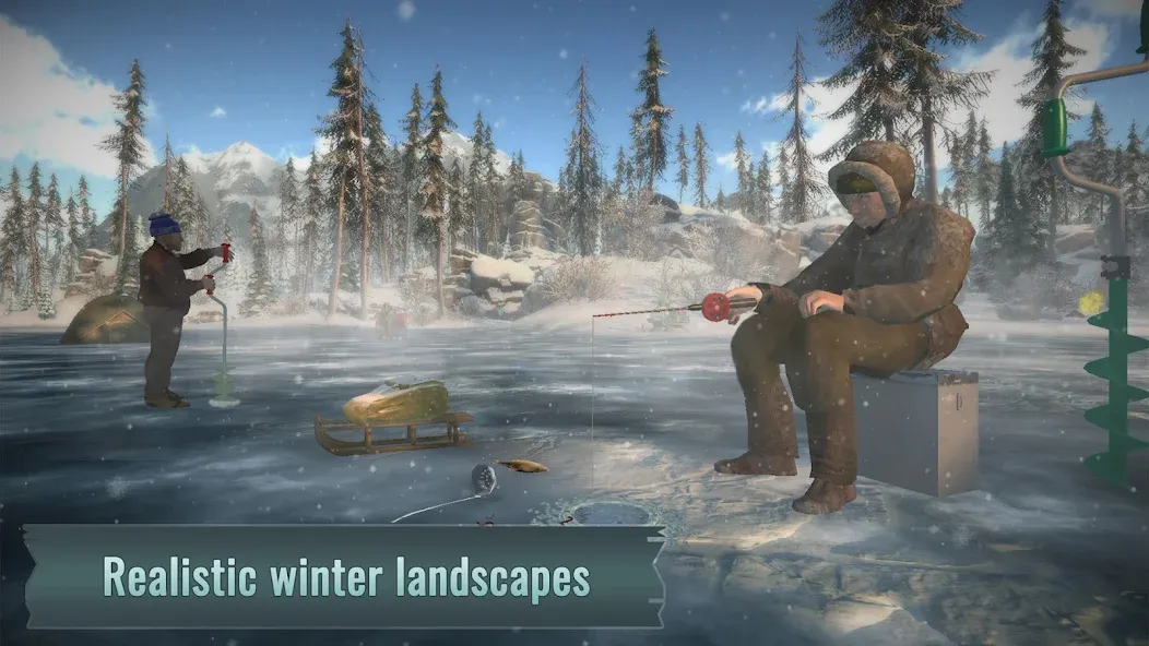 Взломанная Ice fishing game. Catch bass.  [МОД Меню] — полная версия apk на Андроид screen 1