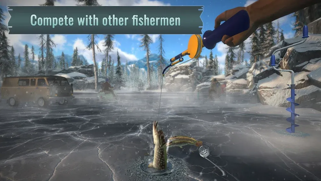 Взломанная Ice fishing game. Catch bass.  [МОД Меню] — полная версия apk на Андроид screen 2