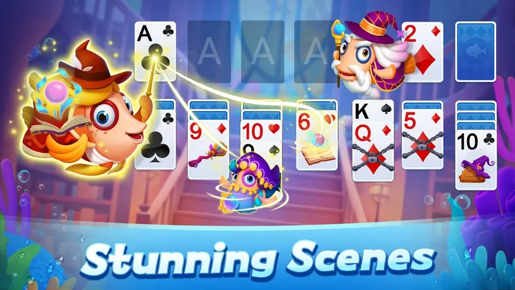 Взломанная Solitaire 3D Fish  [МОД Все открыто] — полная версия apk на Андроид screen 3