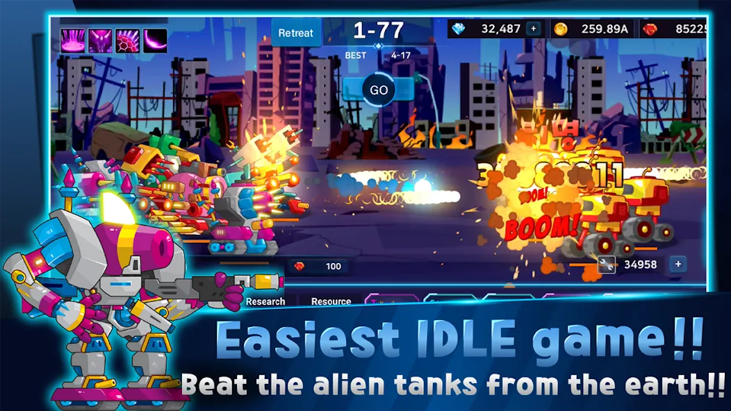 Взлом Mini Robot Tank : idle (Мини Робот Танк)  [МОД Menu] — последняя версия apk на Андроид screen 1