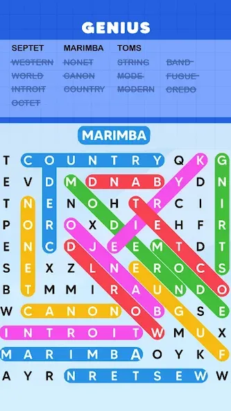 Скачать взломанную Word Search Puzzle Challenge (Уордсрч Пазл Челлендж)  [МОД Все открыто] — полная версия apk на Андроид screen 3