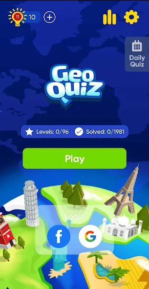 Скачать взлом Geo Quiz: World Geo Trivia (Джио Квиз)  [МОД Все открыто] — полная версия apk на Андроид screen 1