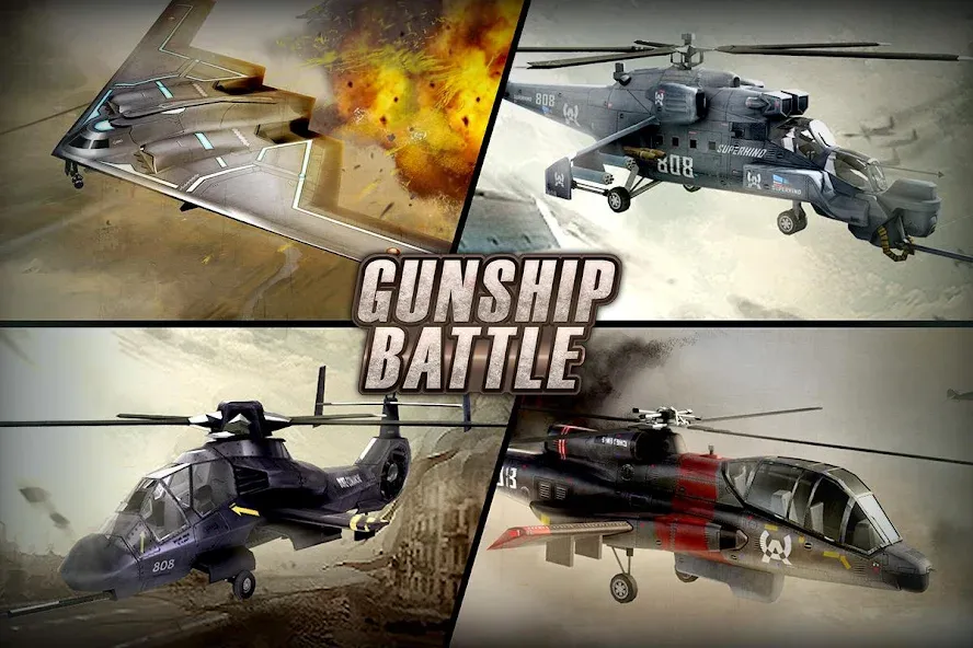 Скачать взломанную GUNSHIP BATTLE: Helicopter 3D  [МОД Бесконечные монеты] — последняя версия apk на Андроид screen 1