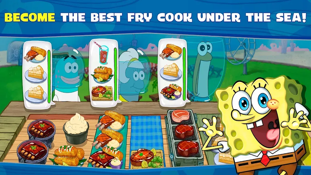 Взломанная SpongeBob: Krusty Cook-Off  [МОД Mega Pack] — последняя версия apk на Андроид screen 1