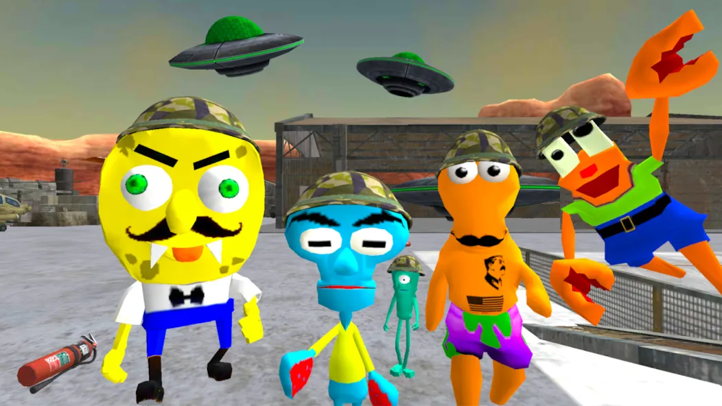 Взломанная Sponge Area 51. Neighbor Alien  [МОД Все открыто] — стабильная версия apk на Андроид screen 1