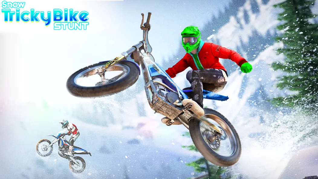 Скачать взлом Snow Tricky Bike Stunt Race 3D  [МОД Все открыто] — последняя версия apk на Андроид screen 1