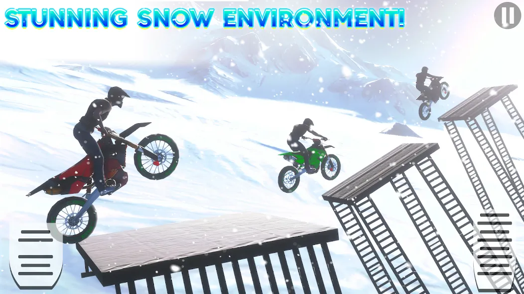 Скачать взлом Snow Tricky Bike Stunt Race 3D  [МОД Все открыто] — последняя версия apk на Андроид screen 2