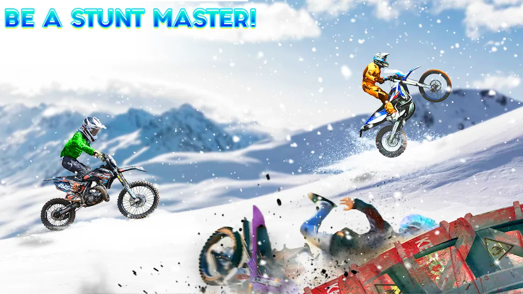 Скачать взлом Snow Tricky Bike Stunt Race 3D  [МОД Все открыто] — последняя версия apk на Андроид screen 3