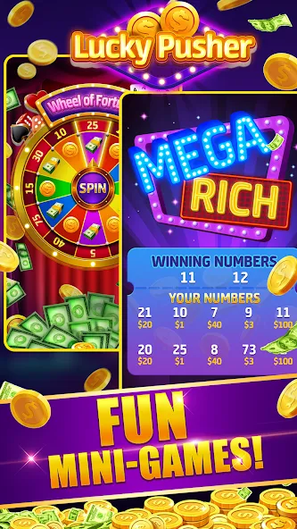 Взломанная Lucky Cash Pusher Coin Games (Лаки Кэш Пушер Коин Геймс)  [МОД Unlimited Money] — стабильная версия apk на Андроид screen 4