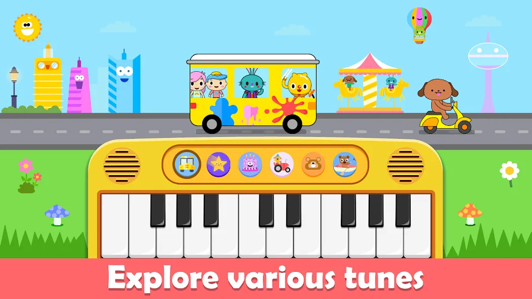 Взломанная Baby Piano Kids Music Games  [МОД Unlimited Money] — полная версия apk на Андроид screen 1