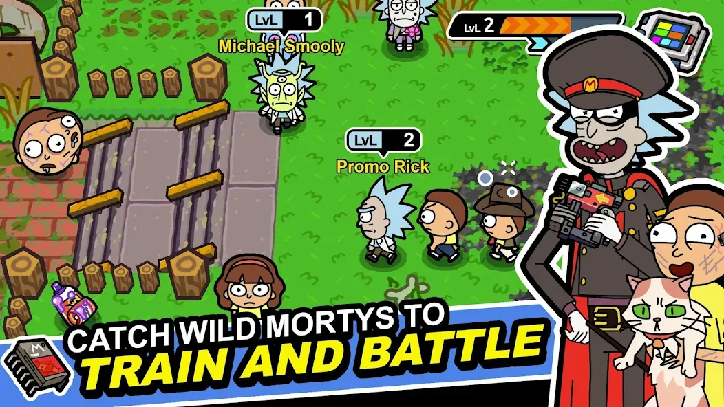 Скачать взломанную Rick and Morty: Pocket Mortys (Покет Мортис)  [МОД Mega Pack] — полная версия apk на Андроид screen 1