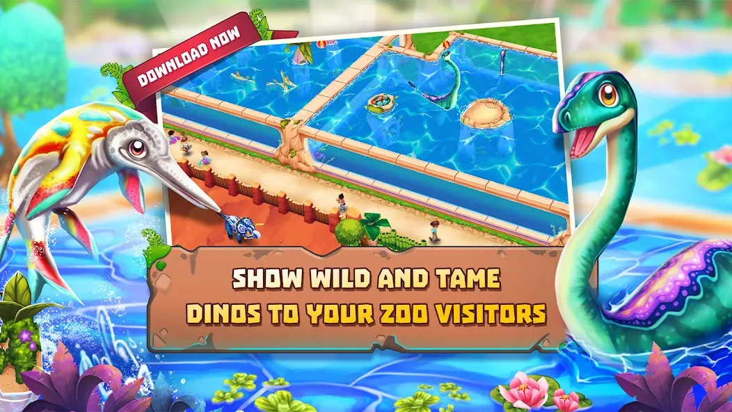 Скачать взлом Dinosaur Park – Primeval Zoo (Динозавровый парк)  [МОД Mega Pack] — стабильная версия apk на Андроид screen 2