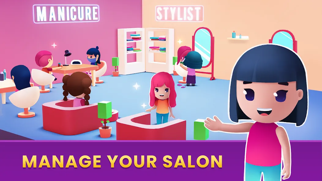 Скачать взломанную Idle Beauty Salon Tycoon (Айдл Бьюти Салон Тайкун)  [МОД Меню] — полная версия apk на Андроид screen 1