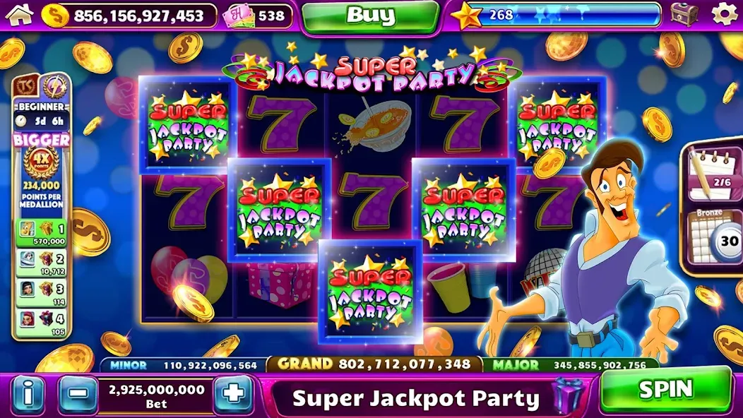 Скачать взлом Jackpot Party Casino Slots (Джекпот Пати)  [МОД Бесконечные деньги] — последняя версия apk на Андроид screen 4