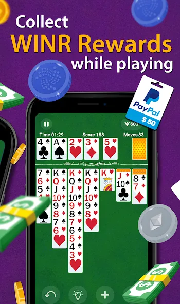 Скачать взломанную Solitaire — Make Money  [МОД Все открыто] — стабильная версия apk на Андроид screen 2