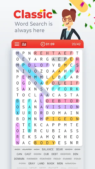 Взлом Word Search Colorful  [МОД Бесконечные деньги] — полная версия apk на Андроид screen 1