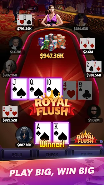 Скачать взломанную Mega Hit Poker: Texas Holdem (Мега Хит Покер)  [МОД Unlocked] — стабильная версия apk на Андроид screen 2