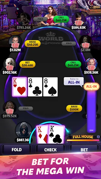 Скачать взломанную Mega Hit Poker: Texas Holdem (Мега Хит Покер)  [МОД Unlocked] — стабильная версия apk на Андроид screen 3