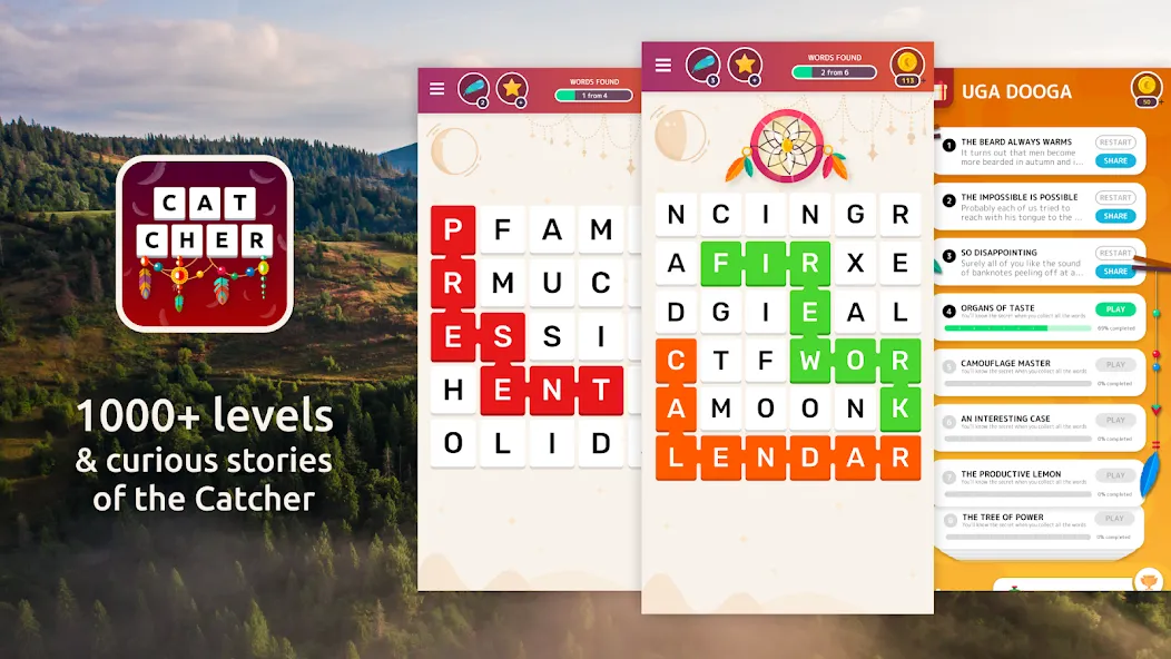 Взломанная Word Catcher: Word Search  [МОД Unlocked] — полная версия apk на Андроид screen 1