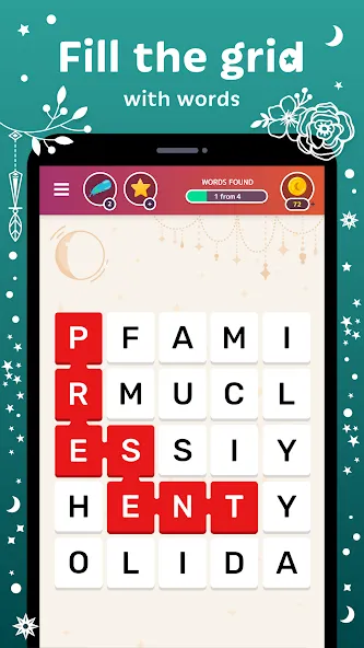 Взломанная Word Catcher: Word Search  [МОД Unlocked] — полная версия apk на Андроид screen 2