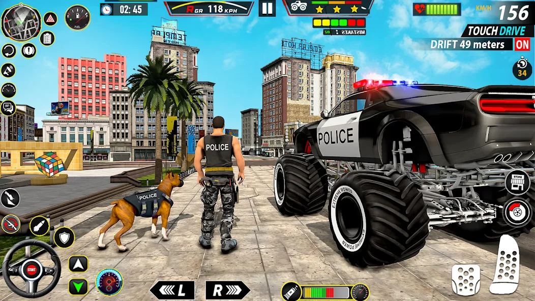 Скачать взлом Police Monster Truck Car Games  [МОД Много денег] — полная версия apk на Андроид screen 1