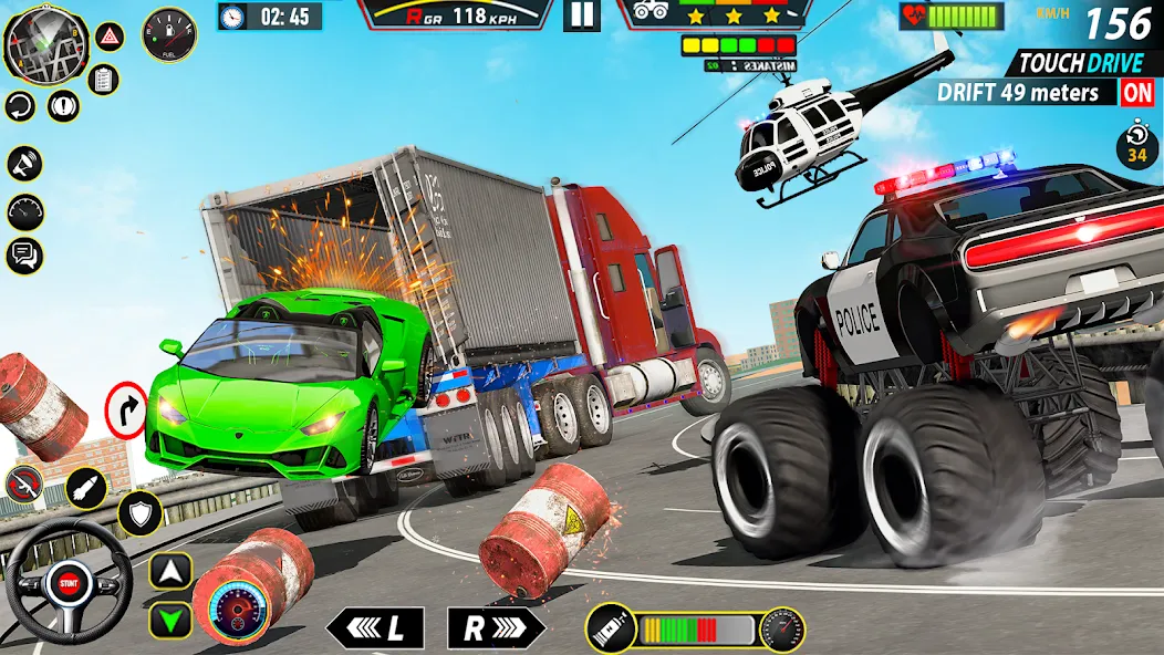 Скачать взлом Police Monster Truck Car Games  [МОД Много денег] — полная версия apk на Андроид screen 2