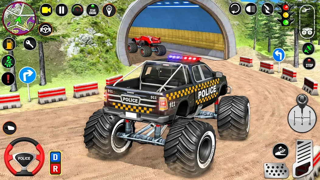 Скачать взлом Police Monster Truck Car Games  [МОД Много денег] — полная версия apk на Андроид screen 4