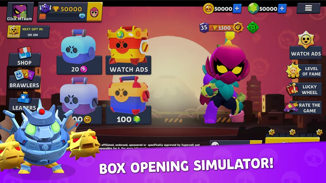 Скачать взлом Brawl Box Stars Simulator  [МОД Mega Pack] — последняя версия apk на Андроид screen 1