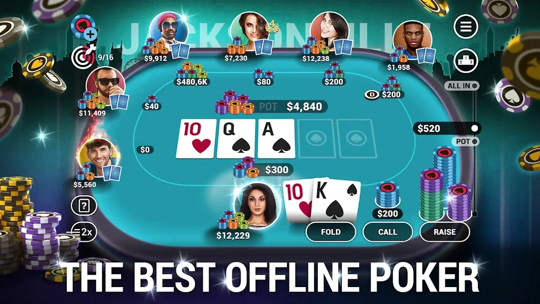 Взломанная Poker World, Offline TX Holdem (Покер Ворлд)  [МОД Все открыто] — последняя версия apk на Андроид screen 1