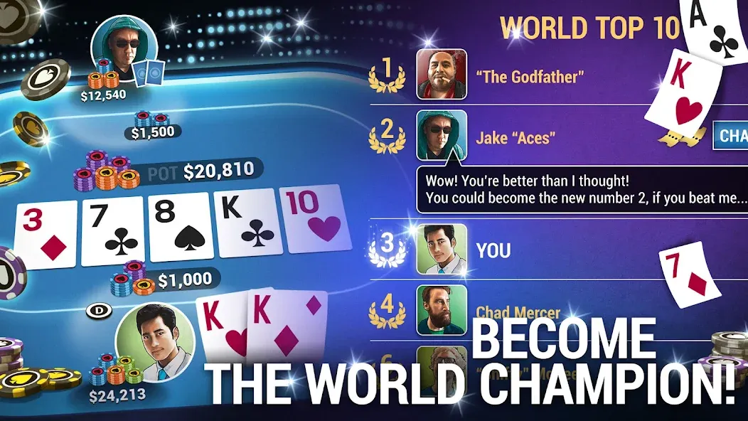 Взломанная Poker World, Offline TX Holdem (Покер Ворлд)  [МОД Все открыто] — последняя версия apk на Андроид screen 3