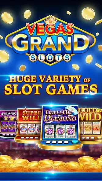 Скачать взломанную Vegas Grand Slots:Casino Games (Вегас Гранд Слоты)  [МОД Все открыто] — полная версия apk на Андроид screen 1