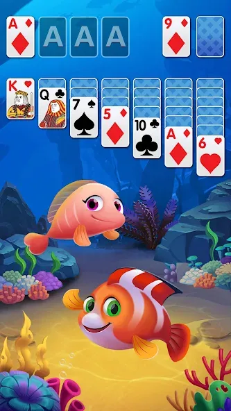 Скачать взломанную Solitaire Fish Klondike Card (Солитер Карточная игра Клондайк Фиш)  [МОД Много монет] — стабильная версия apk на Андроид screen 1