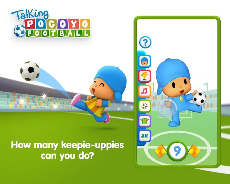 Взломанная Talking Pocoyo Football  [МОД Бесконечные деньги] — полная версия apk на Андроид screen 1