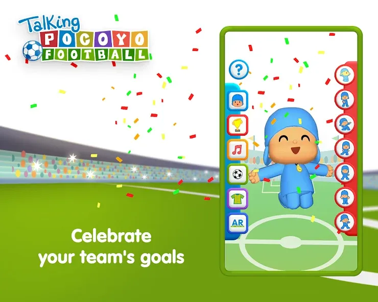 Взломанная Talking Pocoyo Football  [МОД Бесконечные деньги] — полная версия apk на Андроид screen 3