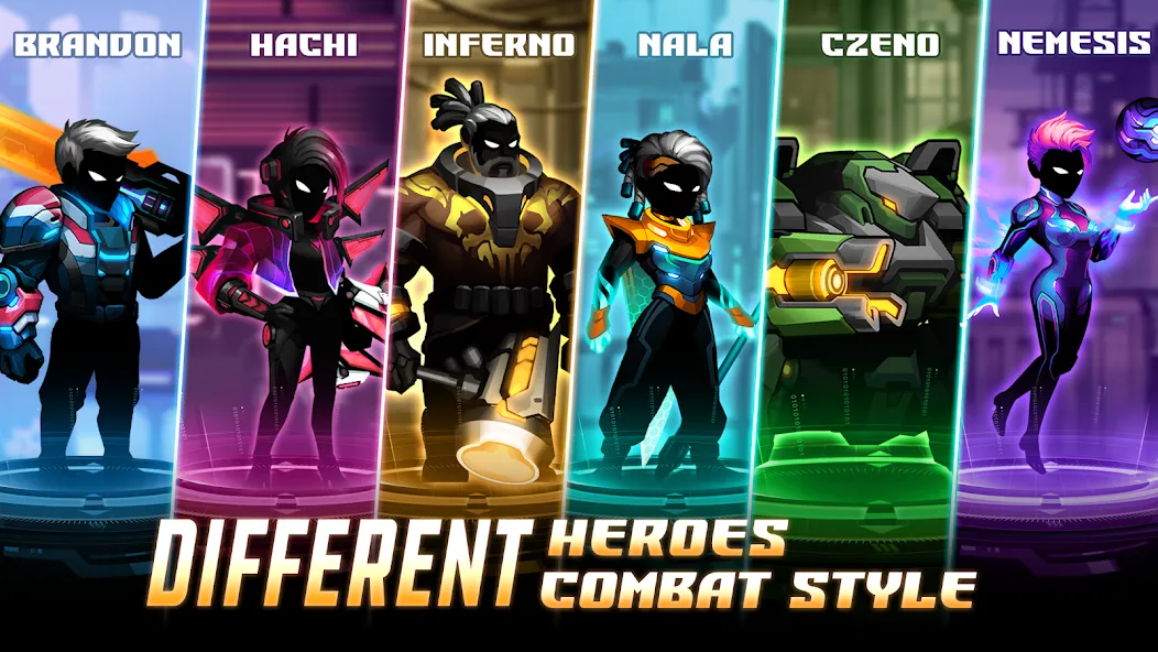 Скачать взлом Cyber Fighters: Offline Game (Сайбер Стикмен)  [МОД Много монет] — стабильная версия apk на Андроид screen 2