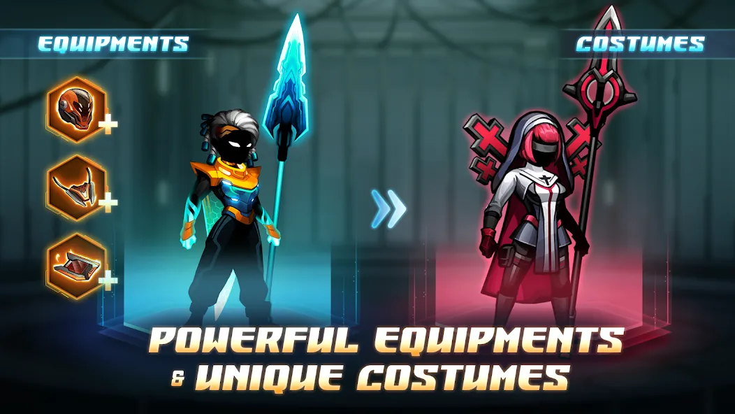 Скачать взлом Cyber Fighters: Offline Game (Сайбер Стикмен)  [МОД Много монет] — стабильная версия apk на Андроид screen 3