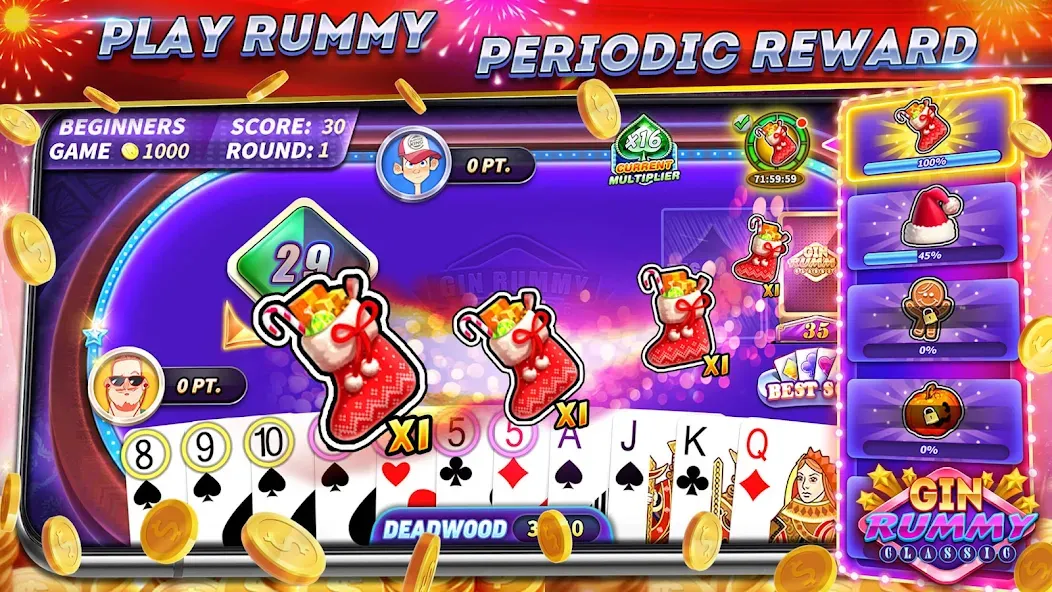 Взломанная Gin Rummy Online & Offline  [МОД Бесконечные деньги] — стабильная версия apk на Андроид screen 1