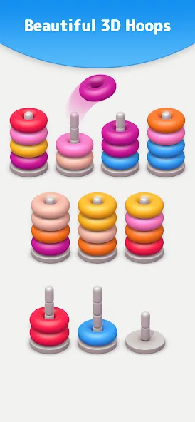 Скачать взломанную Color Sort 3D — Hoop Stack  [МОД Mega Pack] — последняя версия apk на Андроид screen 1